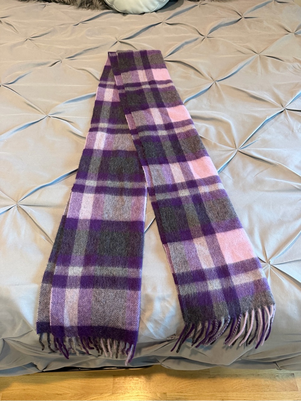 Purple Plaid Women's Scarf - Soft Wool Blend